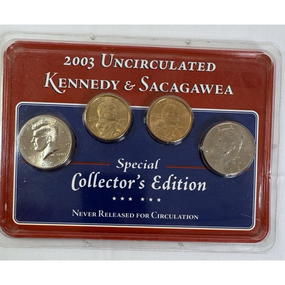 2003 2 - Kennedy Half and 2 - Sacagawea Dollar Uncirculated 4-Coin Set O-500